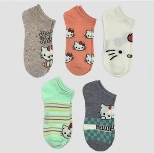Pastel Hello Kitty ankle socks 5 pair set stripes polka-dot solid logo design